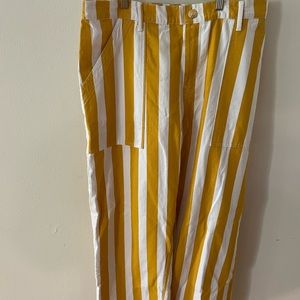 Big Bud Press Yellow and White Vertical Stripe Work Pants Size XL